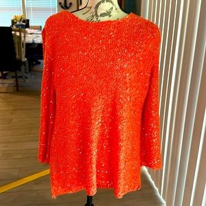 Gibson Latimer L Coral sequin sweater top